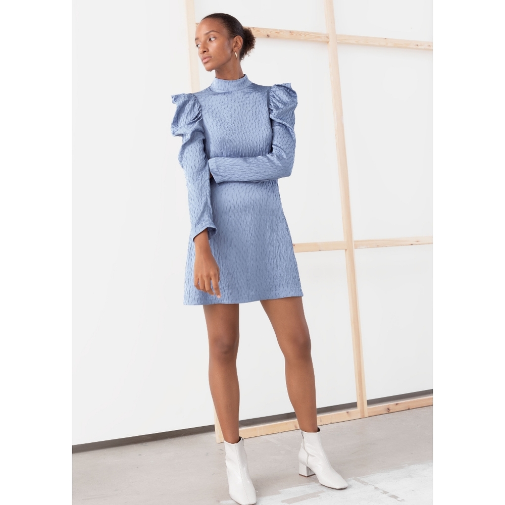 & Other Stories | Jacquard Puff Sleeve Mini Dress
